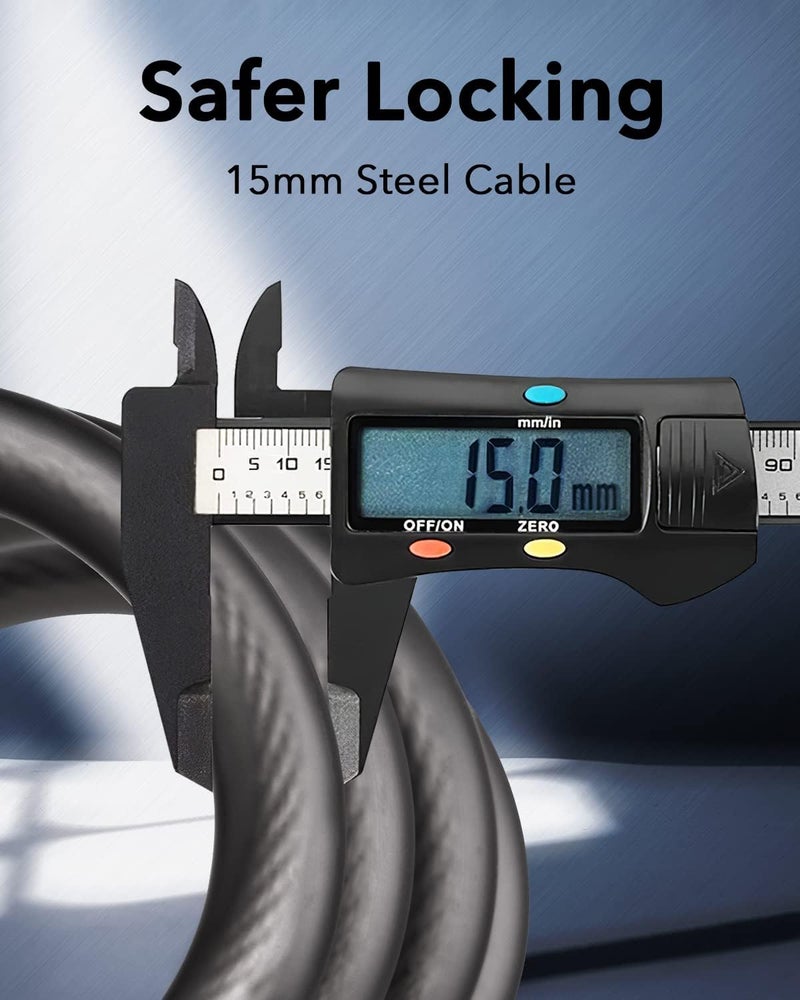 KEYSTP Bike Lock Cable with Combination,High Security 5-Digit Resettable Combination Bicycle Lock Anti-Theft, with Mounting Bracket for Bikes and Scooters - Image 2